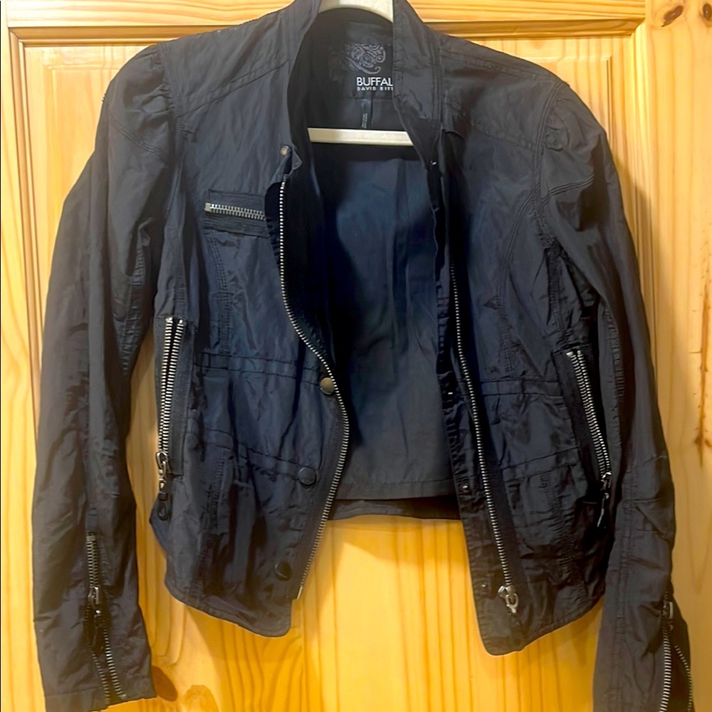 Buffalo Black Nylon Jacket with Zipper Details
